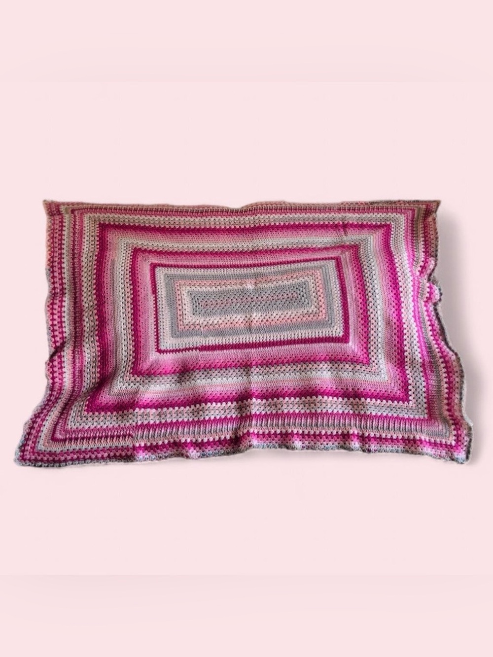 ‘pink + white dreams’ Handmade Crochet Blanket